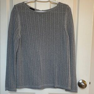 Talbots Shimmering Grey Open Weave Sweater